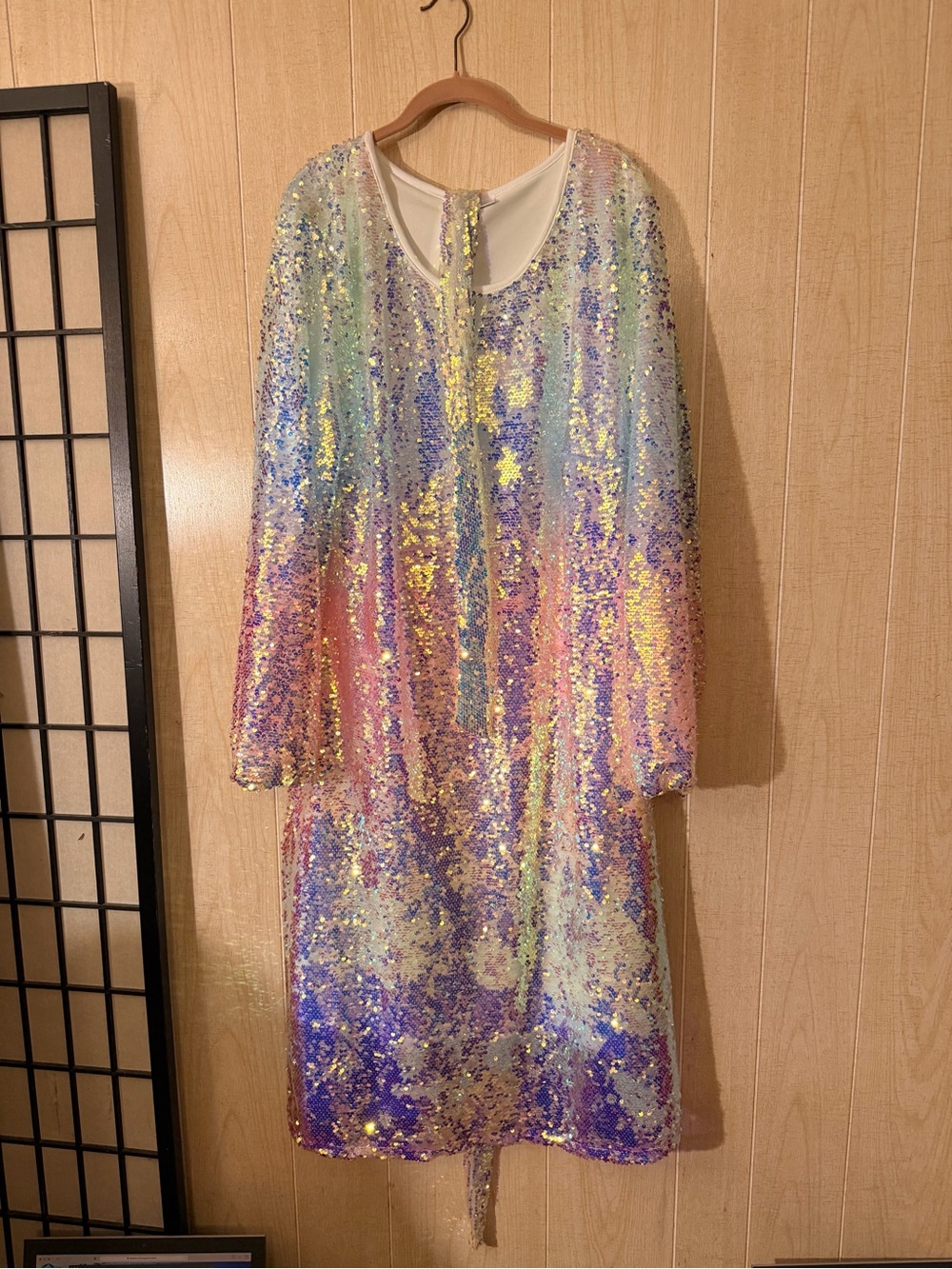Iridescent Sequin Long Sleeve Dress - Multicolor - Picture 3 of 7